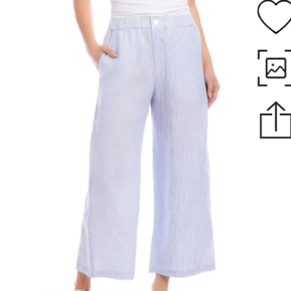 Fifteen Twenty Blue Linen Crop Pants